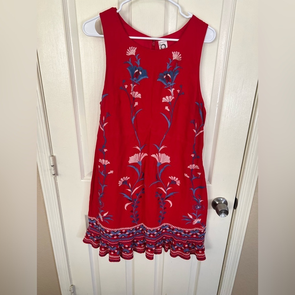 Anthropologie Akemi + Kin Embroidered Red Dress - Picture 4 of 13